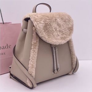Kate Spade New York Leather Backpack with Faux Shearling